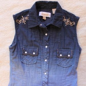 Sleeveless Western Blouse with Embellishments